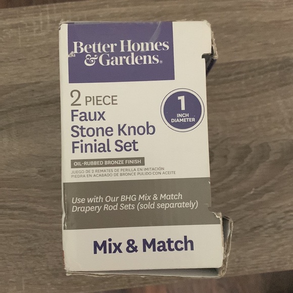 Better Homes & Gardens Curtain Rod Ribbed Knob Finials Set 2 Oil Rub Bronze - Picture 4 of 4